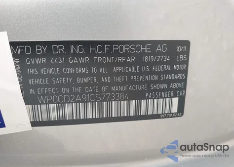 2012 Porsche 911 Turbo from USA, damaged, VIN WP0CD2A91CS773384